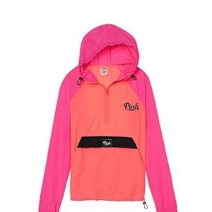 Victoria's Secret Pink Anorak Jacket Half Zip Neon